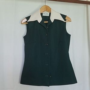 Vintage Womens Button Down Sleeveless Blouse